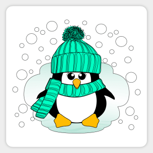Christmas Penguin with Peppermint Hat and Scarf Sticker